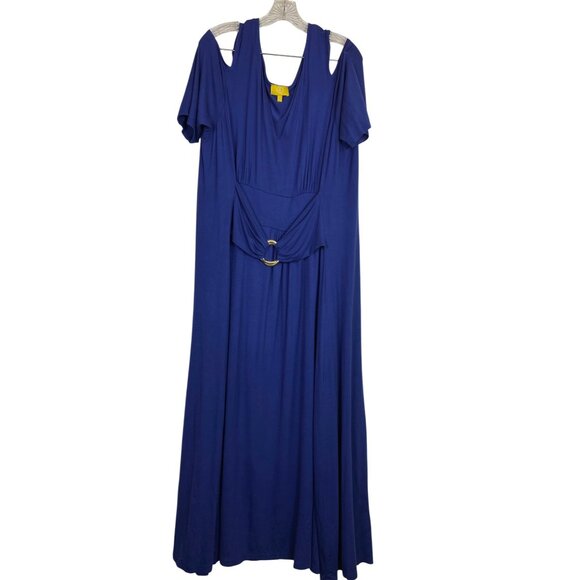 Liz Lange Purple Dress Gold Ring Detail Short Sleeve Plus Size 3X Boho Cocktail - Picture 3 of 6